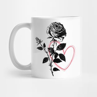 Black Rose & Red Heart Mug